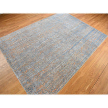 Load image into Gallery viewer, 8&#39;10&quot;x12&#39;2&quot; Sky Blue, Vertical Ombre Design, Silk with Textured Wool, Hand Knotted, Oriental Rug FWR468852