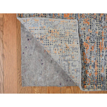 Load image into Gallery viewer, 8&#39;10&quot;x12&#39;2&quot; Sky Blue, Vertical Ombre Design, Silk with Textured Wool, Hand Knotted, Oriental Rug FWR468852