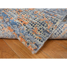Load image into Gallery viewer, 8&#39;10&quot;x12&#39;2&quot; Sky Blue, Vertical Ombre Design, Silk with Textured Wool, Hand Knotted, Oriental Rug FWR468852