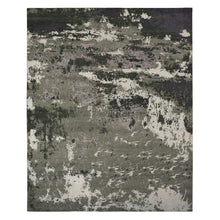 Load image into Gallery viewer, 8&#39;x9&#39;10&quot; Olive Gray, Abstract Design, Hand Knotted, Wool and Silk, Oriental Rug FWR468864