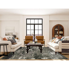 Load image into Gallery viewer, 8&#39;x9&#39;10&quot; Olive Gray, Abstract Design, Hand Knotted, Wool and Silk, Oriental Rug FWR468864