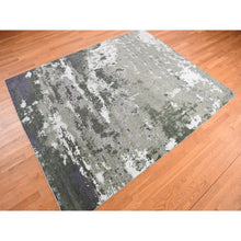 Load image into Gallery viewer, 8&#39;x9&#39;10&quot; Olive Gray, Abstract Design, Hand Knotted, Wool and Silk, Oriental Rug FWR468864
