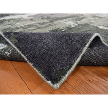 Load image into Gallery viewer, 8&#39;x9&#39;10&quot; Olive Gray, Abstract Design, Hand Knotted, Wool and Silk, Oriental Rug FWR468864