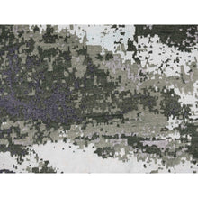 Load image into Gallery viewer, 8&#39;x9&#39;10&quot; Olive Gray, Abstract Design, Hand Knotted, Wool and Silk, Oriental Rug FWR468864