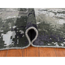 Load image into Gallery viewer, 8&#39;x9&#39;10&quot; Olive Gray, Abstract Design, Hand Knotted, Wool and Silk, Oriental Rug FWR468864
