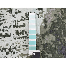 Load image into Gallery viewer, 8&#39;x9&#39;10&quot; Olive Gray, Abstract Design, Hand Knotted, Wool and Silk, Oriental Rug FWR468864