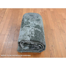 Load image into Gallery viewer, 8&#39;x9&#39;10&quot; Olive Gray, Abstract Design, Hand Knotted, Wool and Silk, Oriental Rug FWR468864