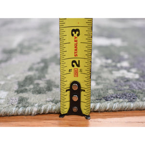 8'x9'10" Olive Gray, Abstract Design, Hand Knotted, Wool and Silk, Oriental Rug FWR468864