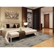 Load image into Gallery viewer, 9&#39;x11&#39;7&quot; Ash Gray, Modern Nepali Weave, Tone on Tone, Wool and Silk, Hand Knotted, Oriental Rug FWR468876