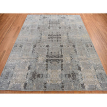 Load image into Gallery viewer, 9&#39;x11&#39;7&quot; Ash Gray, Modern Nepali Weave, Tone on Tone, Wool and Silk, Hand Knotted, Oriental Rug FWR468876