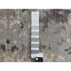 9'x11'7" Ash Gray, Modern Nepali Weave, Tone on Tone, Wool and Silk, Hand Knotted, Oriental Rug FWR468876