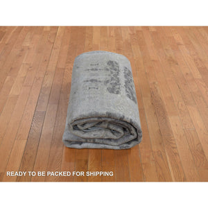 9'x11'7" Ash Gray, Modern Nepali Weave, Tone on Tone, Wool and Silk, Hand Knotted, Oriental Rug FWR468876