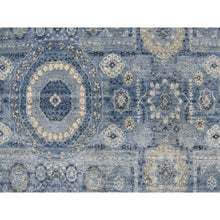 Load image into Gallery viewer, 9&#39;x12&#39;4&quot; Steel Blue, Pure Silk, Borderless Antiqued Mamluk Design, Hand Knotted, Oriental Rug FWR468882