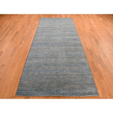 Load image into Gallery viewer, 5&#39;x14&#39; Yale Blue, Kohinoor Collection, Modern, Tone On Tone, 100% Wool, Hand Knotted, Gallery Size, Oriental Rug FWR468888