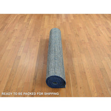 Load image into Gallery viewer, 5&#39;x14&#39; Yale Blue, Kohinoor Collection, Modern, Tone On Tone, 100% Wool, Hand Knotted, Gallery Size, Oriental Rug FWR468888