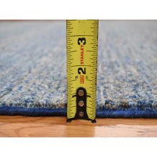 Load image into Gallery viewer, 5&#39;x14&#39; Yale Blue, Kohinoor Collection, Modern, Tone On Tone, 100% Wool, Hand Knotted, Gallery Size, Oriental Rug FWR468888