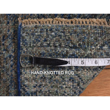 Load image into Gallery viewer, 5&#39;x14&#39; Yale Blue, Kohinoor Collection, Modern, Tone On Tone, 100% Wool, Hand Knotted, Gallery Size, Oriental Rug FWR468888