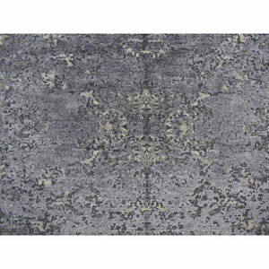 8'x9'8" Lavender Purple Mixed With Grey, Abstract Tone On Tone, Wool And Silk, Hand Knotted, Oriental Rug FWR468900