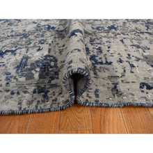Load image into Gallery viewer, 9&#39;x12&#39; Astros Navy Blue, Erased Heriz Design, Wool and Silk, Hand Knotted, Fine Oriental Rug FWR468924