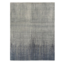 Load image into Gallery viewer, 8&#39;x10&#39;4&quot; Sage Gray, Vertical Ombre Design, Pure Silk, Hand Knotted, Oriental Rug FWR468930