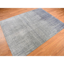 Load image into Gallery viewer, 8&#39;x10&#39;4&quot; Sage Gray, Vertical Ombre Design, Pure Silk, Hand Knotted, Oriental Rug FWR468930