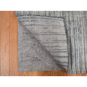 8'x10'4" Sage Gray, Vertical Ombre Design, Pure Silk, Hand Knotted, Oriental Rug FWR468930