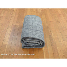 Load image into Gallery viewer, 8&#39;x10&#39;4&quot; Sage Gray, Vertical Ombre Design, Pure Silk, Hand Knotted, Oriental Rug FWR468930