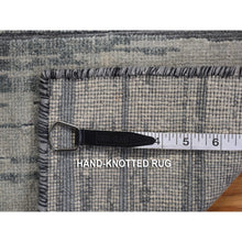 Load image into Gallery viewer, 8&#39;x10&#39;4&quot; Sage Gray, Vertical Ombre Design, Pure Silk, Hand Knotted, Oriental Rug FWR468930