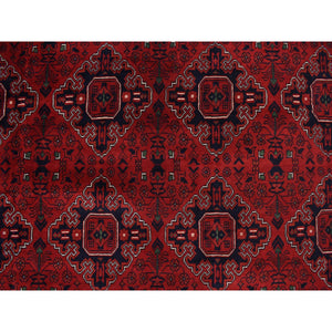 13'1"x19'9" Barn Red, Afghan Khamyab, Denser Weave With Shiny Wool, Hand Knotted, Mansion Size Oriental Rug FWR468942