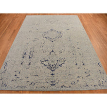 Load image into Gallery viewer, 8&#39;8&quot;x12&#39;1&quot; Alice Blue, Broken and Erased Medallion Design, Silk with Textured Wool, Hand Knotted, Oriental Rug FWR468948