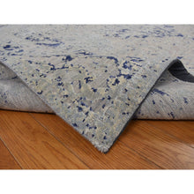 Load image into Gallery viewer, 8&#39;8&quot;x12&#39;1&quot; Alice Blue, Broken and Erased Medallion Design, Silk with Textured Wool, Hand Knotted, Oriental Rug FWR468948