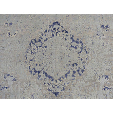 Load image into Gallery viewer, 8&#39;8&quot;x12&#39;1&quot; Alice Blue, Broken and Erased Medallion Design, Silk with Textured Wool, Hand Knotted, Oriental Rug FWR468948