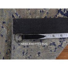 Load image into Gallery viewer, 8&#39;8&quot;x12&#39;1&quot; Alice Blue, Broken and Erased Medallion Design, Silk with Textured Wool, Hand Knotted, Oriental Rug FWR468948