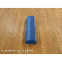 Load image into Gallery viewer, 6&#39;x9&#39;3&quot; Ruddy Blue, Pure Cotton, Durie Kilim Flat Weave, Stripe Design, Hand Woven, Reversible Oriental Rug FWR468960