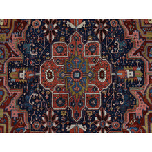 Load image into Gallery viewer, 8&#39;3&quot;x11&#39;9&quot; Emboldened Red With Berlin Blue, Antique Persian Heriz in Excellent Condition, Clean, Even Pile and Soft, Extra Soft Wool, Sides and Ends Professionally Secured, Hand Knotted Oriental Rug FWR468972