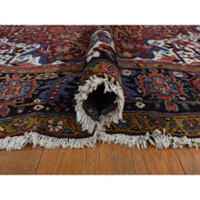 Load image into Gallery viewer, 8&#39;3&quot;x11&#39;9&quot; Emboldened Red With Berlin Blue, Antique Persian Heriz in Excellent Condition, Clean, Even Pile and Soft, Extra Soft Wool, Sides and Ends Professionally Secured, Hand Knotted Oriental Rug FWR468972