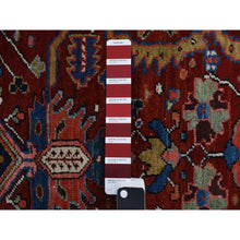 Load image into Gallery viewer, 8&#39;3&quot;x11&#39;9&quot; Emboldened Red With Berlin Blue, Antique Persian Heriz in Excellent Condition, Clean, Even Pile and Soft, Extra Soft Wool, Sides and Ends Professionally Secured, Hand Knotted Oriental Rug FWR468972