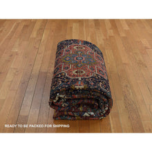 Load image into Gallery viewer, 8&#39;3&quot;x11&#39;9&quot; Emboldened Red With Berlin Blue, Antique Persian Heriz in Excellent Condition, Clean, Even Pile and Soft, Extra Soft Wool, Sides and Ends Professionally Secured, Hand Knotted Oriental Rug FWR468972