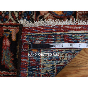 8'5"x11'3" Pompeian Red, Hand Knotted Antique Persian Hamadan, Full Pile, Clean and Soft, Distinct Abrash, Soft and Velvety Wool, Excellent Condition, Not Worn Down, Oriental Rug FWR468978