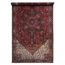 Load image into Gallery viewer, 10&#39;9&quot;x22&#39;5&quot; Claret Red, Semi Antique Persian Heriz, Full Pile, Clean And In Excellent Condition, Rare Long And Narrow Gallery Size, Thick And Plush, 100% Wool Hand Knotted, Oriental Rug FWR469032