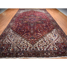Load image into Gallery viewer, 10&#39;9&quot;x22&#39;5&quot; Claret Red, Semi Antique Persian Heriz, Full Pile, Clean And In Excellent Condition, Rare Long And Narrow Gallery Size, Thick And Plush, 100% Wool Hand Knotted, Oriental Rug FWR469032