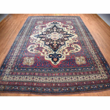 Load image into Gallery viewer, 11&#39;1&quot;x15&#39;4&quot; Velvet Red With Multiple Borders, Antique Persian Lavar Kerman Medallion Design, 100% Wool Full Pile, Clean And Soft, Sides And Ends Professionally Secured, Hand Knotted, Oriental Rug FWR469044