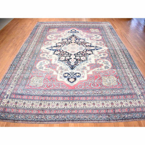 11'1"x15'4" Velvet Red with Multiple Borders, Antique Persian Lavar Kerman Medallion Design, 100% Wool Full Pile, Clean and Soft, Sides and Ends Professionally Secured, Hand Knotted, Oriental Rug FWR469044