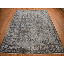 Load image into Gallery viewer, 9&#39;1&quot;x11&#39;10&quot; Southern Vine Brown, Wool &amp; Silk, Hand Knotted, Broken And Erased Persian Flower Blossom Design, Oriental Rug FWR469056