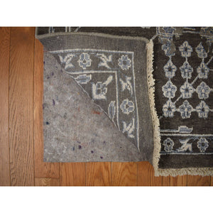 9'1"x11'10" Southern Vine Brown, Wool & Silk, Hand Knotted, Broken And Erased Persian Flower Blossom Design, Oriental Rug FWR469056