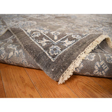 Load image into Gallery viewer, 9&#39;1&quot;x11&#39;10&quot; Southern Vine Brown, Wool &amp; Silk, Hand Knotted, Broken And Erased Persian Flower Blossom Design, Oriental Rug FWR469056