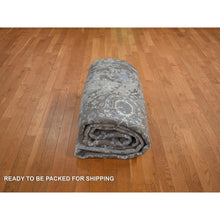 Load image into Gallery viewer, 9'1"x11'10" Southern Vine Brown, Wool &amp; Silk, Hand Knotted, Broken And Erased Persian Flower Blossom Design, Oriental Rug FWR469056