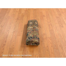 Load image into Gallery viewer, 4&#39;2&quot;x6&#39;4&quot; Tottenham Navy Blue, Antique Persian Lavar Kerman In Good Condition, Medallion Design With Even Wear, 100% Wool, Hand Knotted Oriental Rug FWR469086