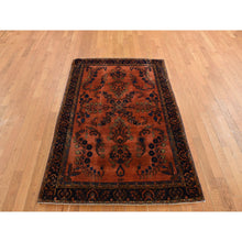 Load image into Gallery viewer, 4&#39;2&quot;x6&#39;4&quot; Orange Rust, Antique Persian Sarouk Mohajoren In Good Condition, 100% Wool, Hand Knotted, Clean With Soft Pile Oriental Rug FWR469098