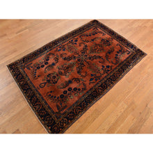 Load image into Gallery viewer, 4&#39;2&quot;x6&#39;4&quot; Orange Rust, Antique Persian Sarouk Mohajoren In Good Condition, 100% Wool, Hand Knotted, Clean With Soft Pile Oriental Rug FWR469098